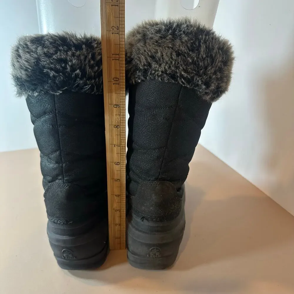 Kamik Momentum 3 Black Winter Snow Boots Faux Fur Shearling Women's 11